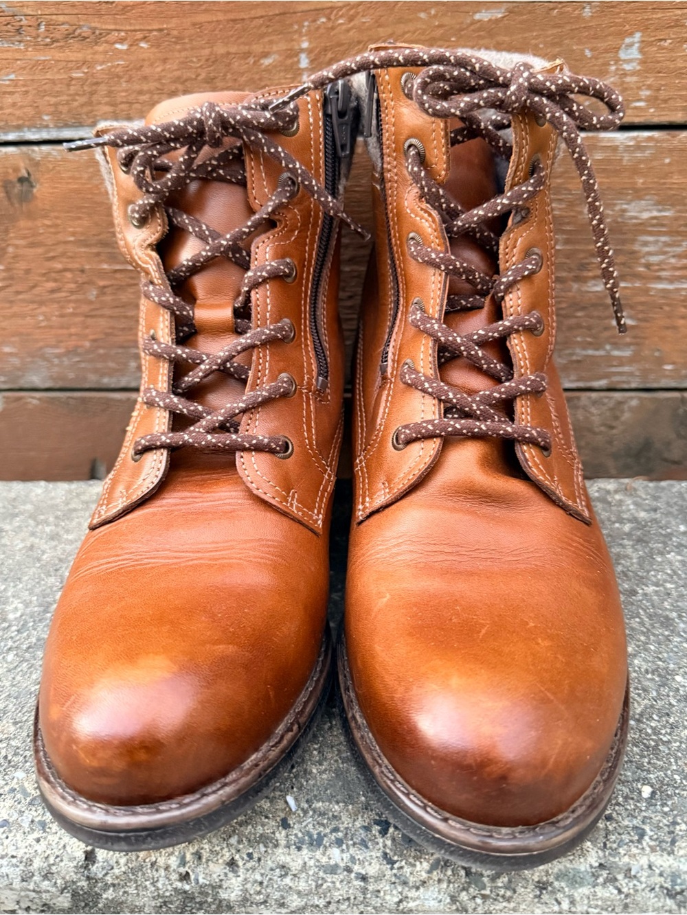 Taos Cutie Boots Women 41 /10-10.5 Casual Lace Up & Zip Ankle Boot Brown Leather - Picture 3 of 10